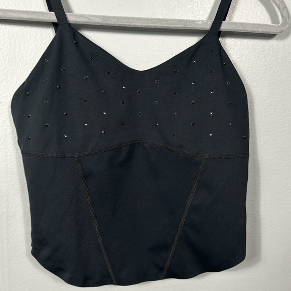 Terez Rhinestone-Embellished Crop Corset Black Top small - Picture 7 of 12
